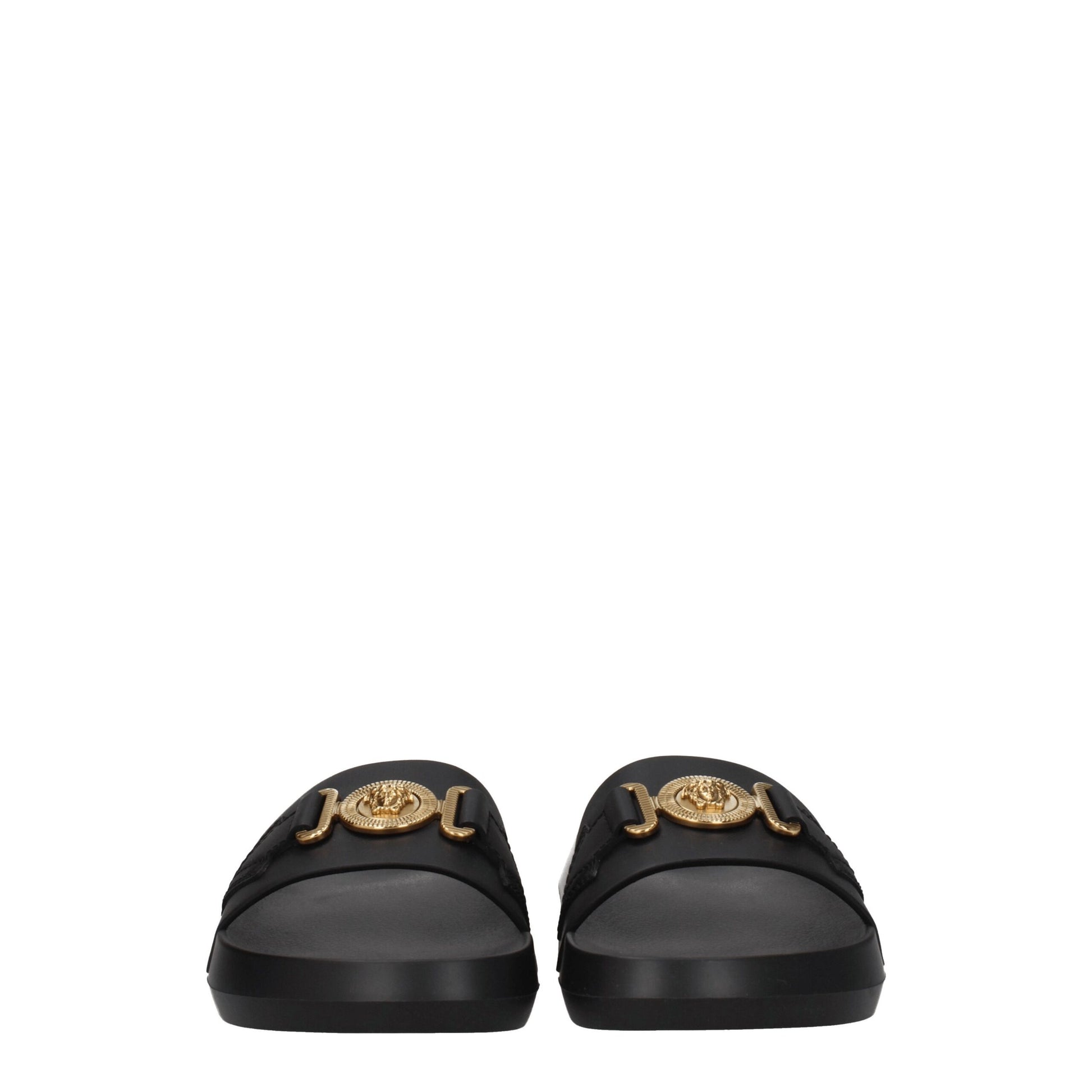 Versace Black Leather Slipper – Casual Elegance
