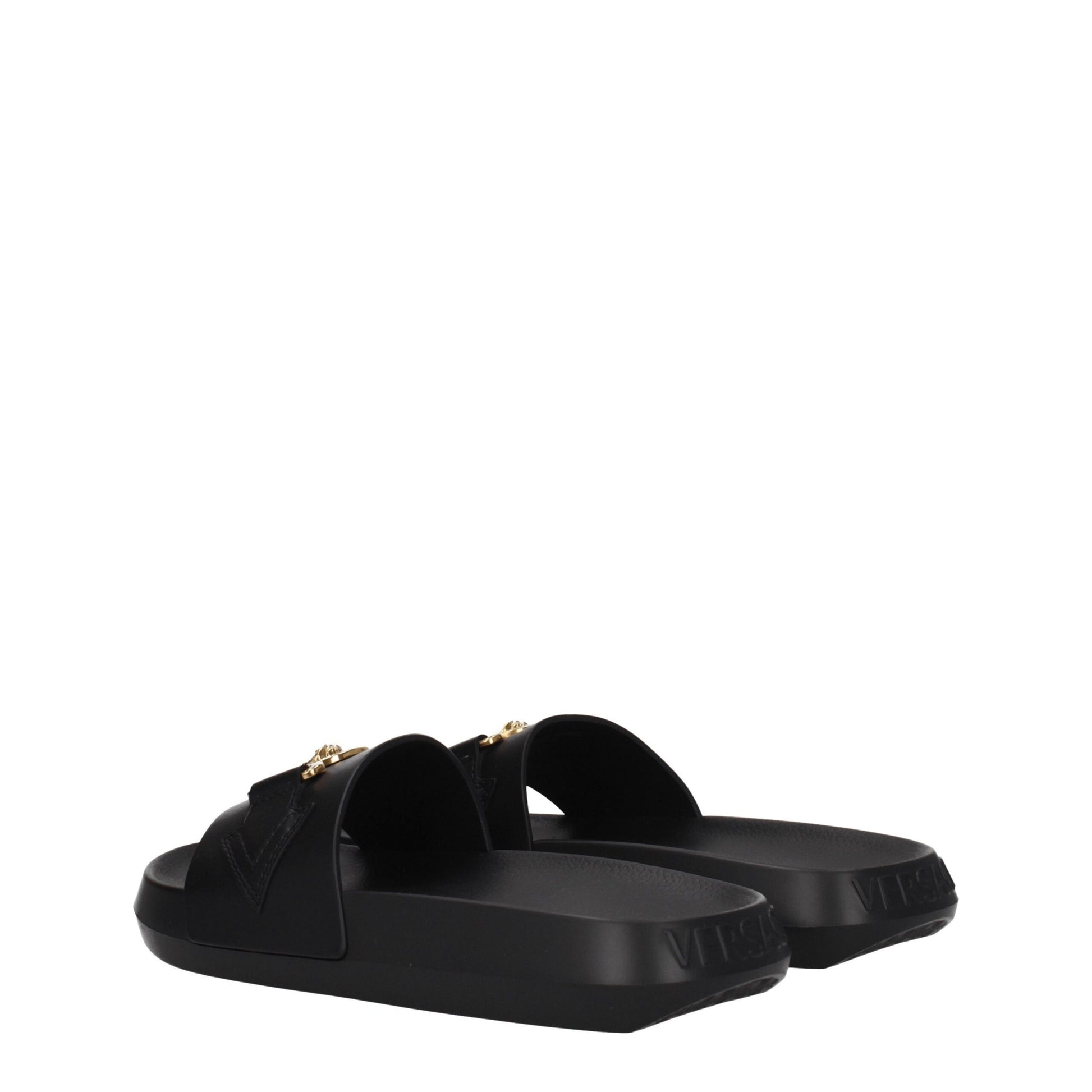 Versace Black Leather Slipper – Casual Elegance