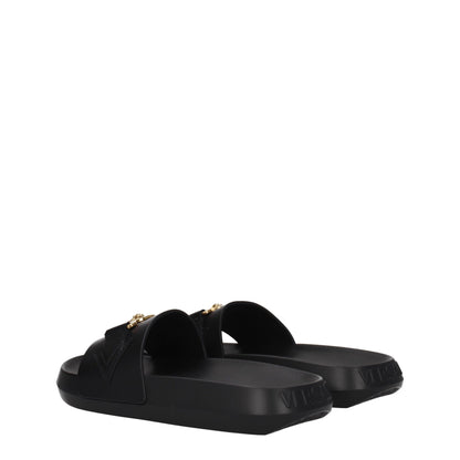 Versace Black Leather Slipper – Casual Elegance