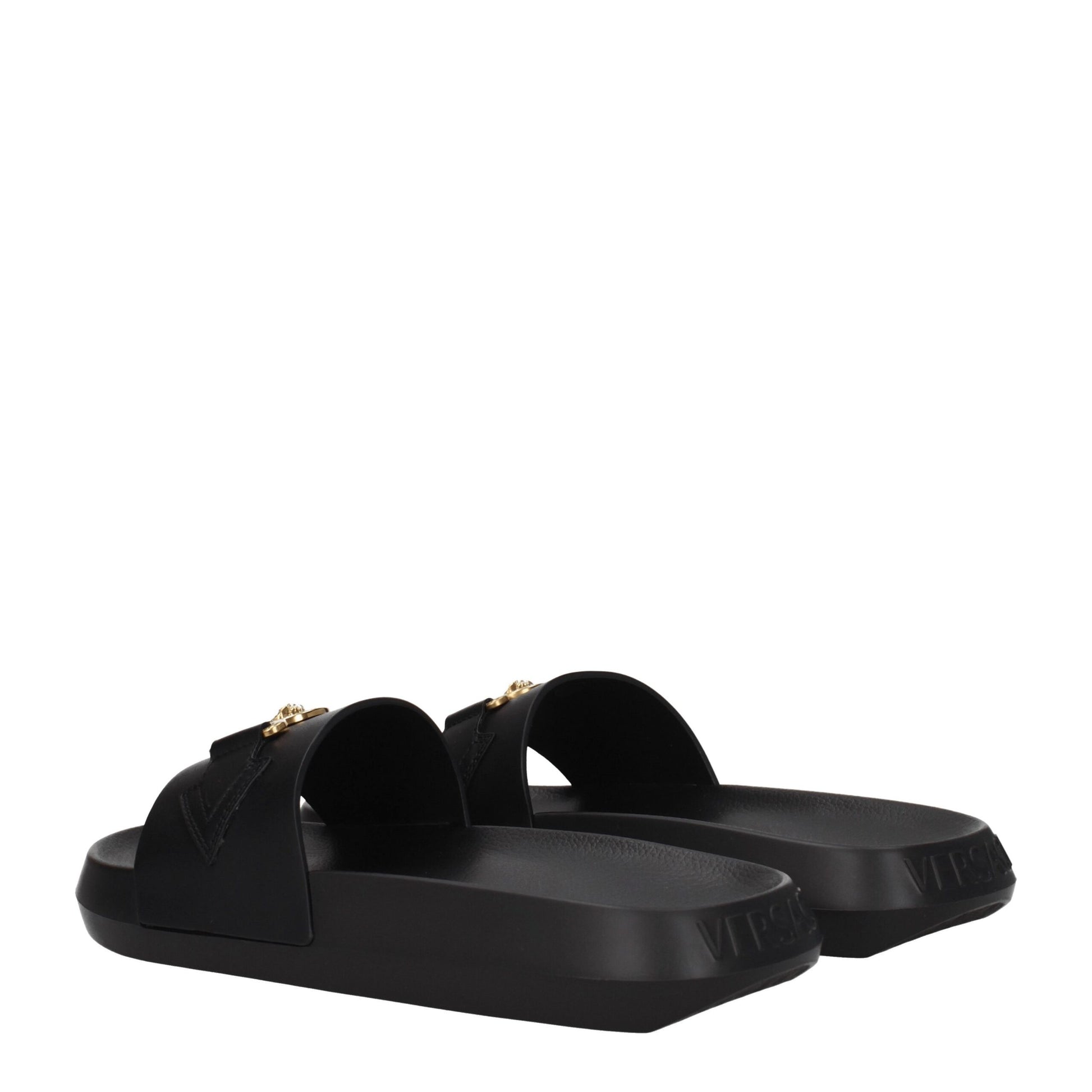 Versace Black Leather Slipper