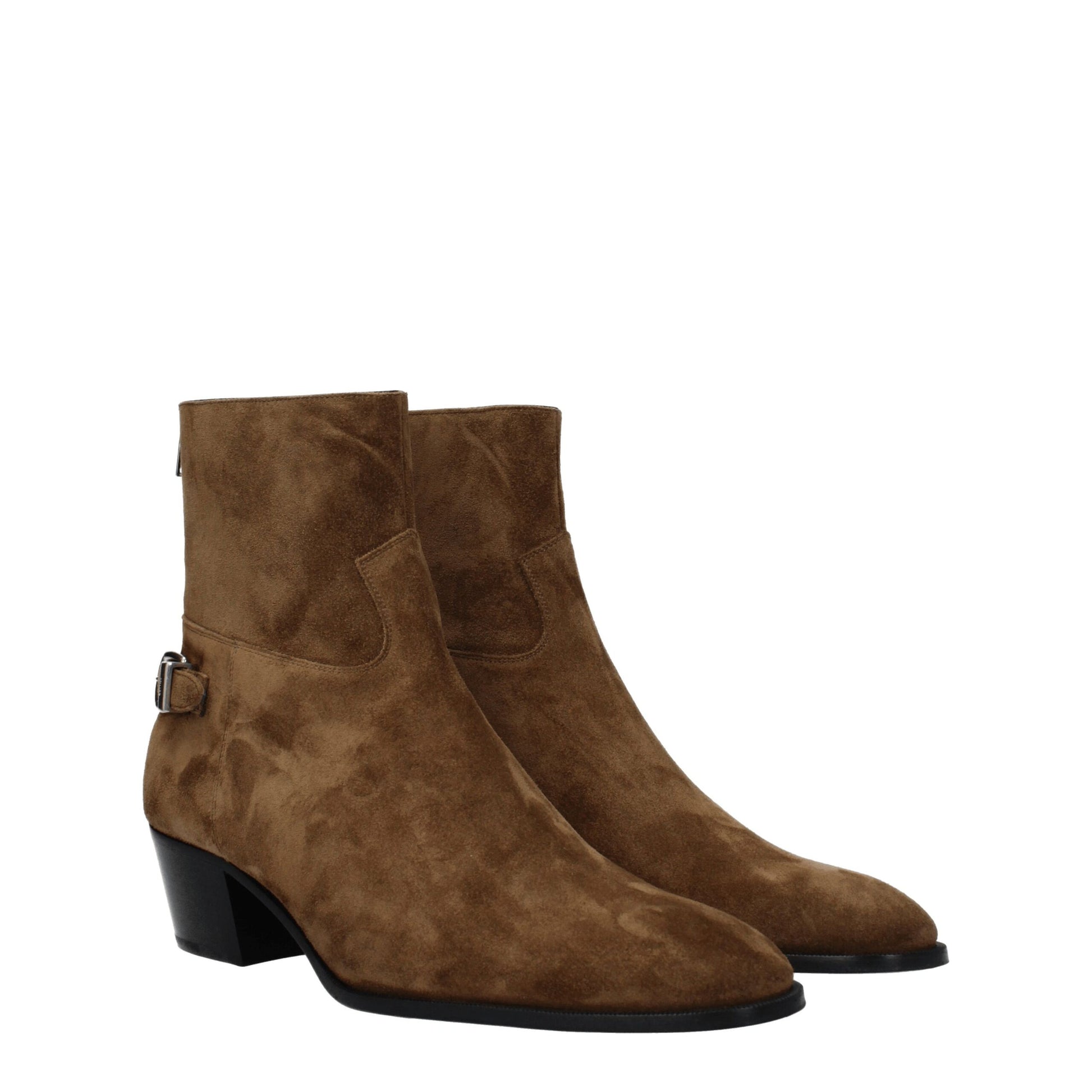 Celine Brown Leather Ankle Boots with Vintage Effect