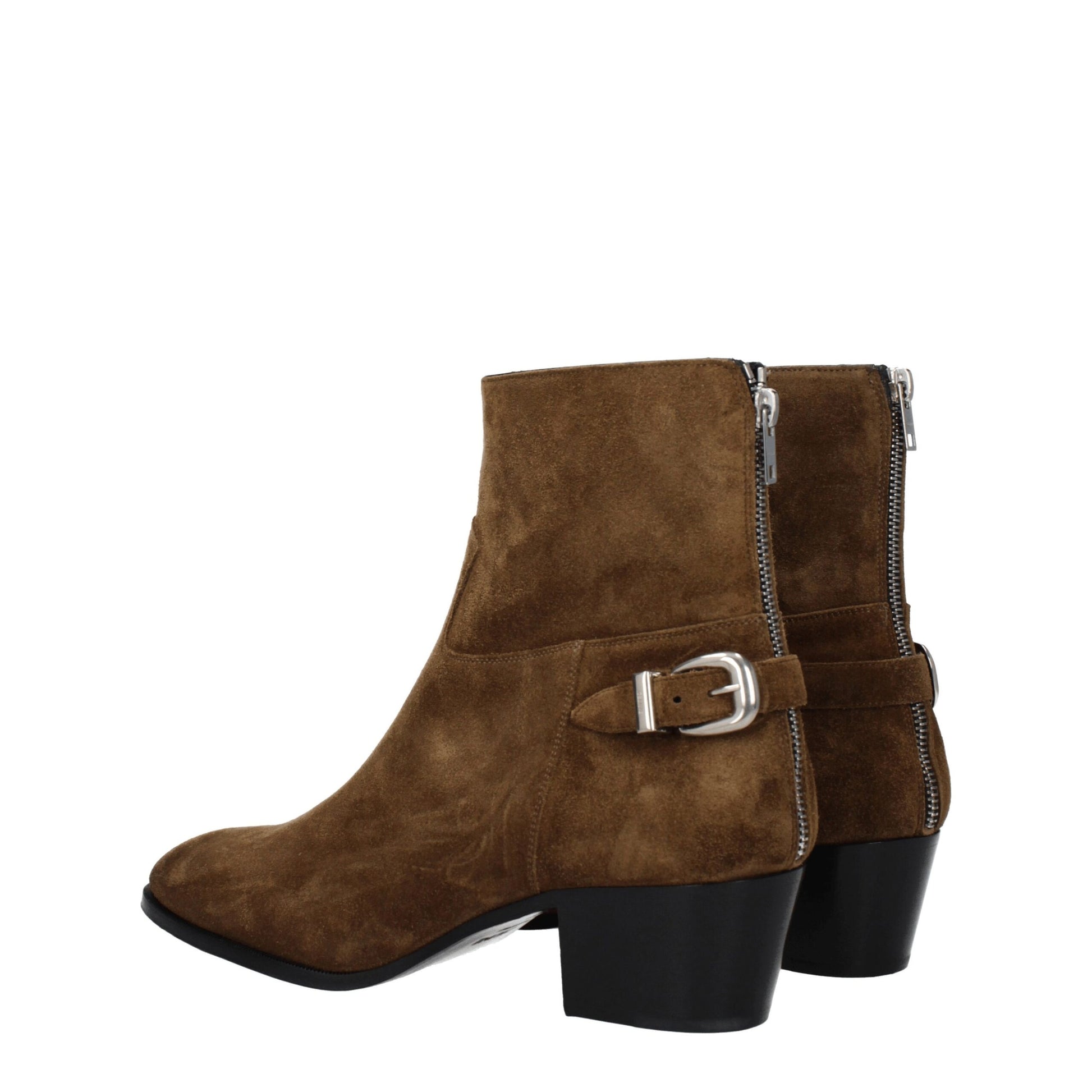 Celine Brown Leather Ankle Boots with Vintage Effect