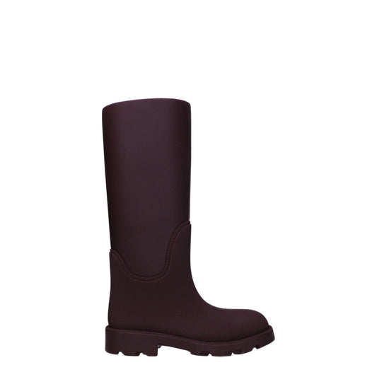 Burberry Red Rubber Casual Boots with Mid Heels