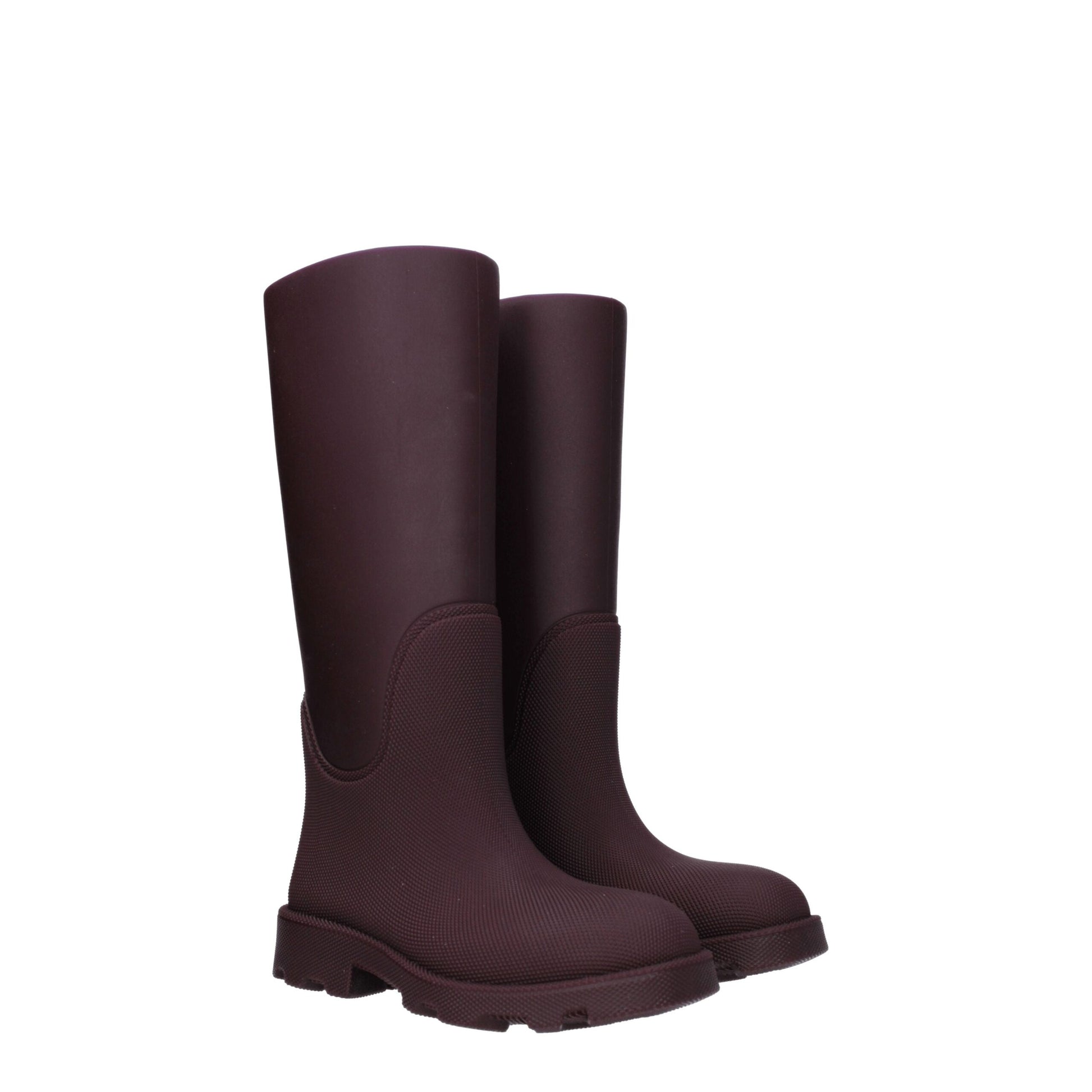 Burberry Red Rubber Casual Boots with Mid Heels