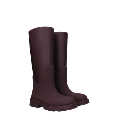 Burberry Red Rubber Casual Boots with Mid Heels