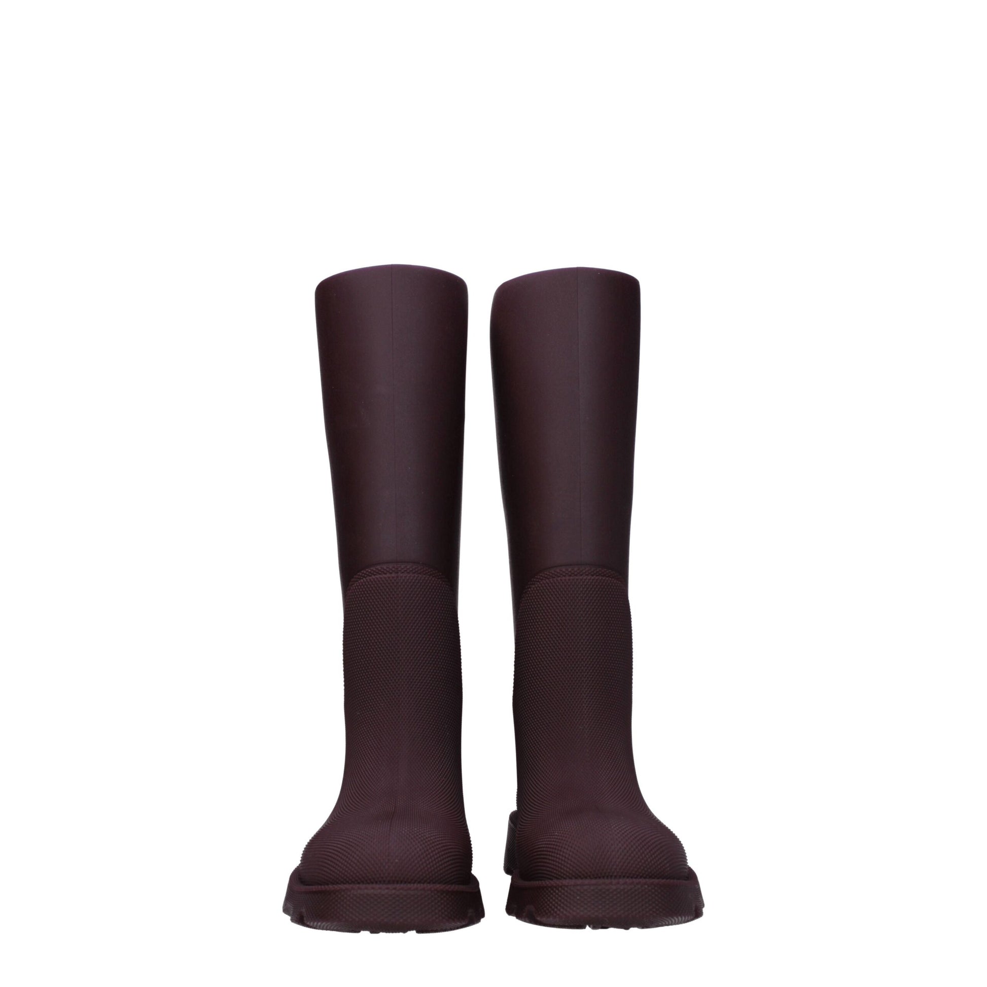 Burberry Red Rubber Casual Boots with Mid Heels
