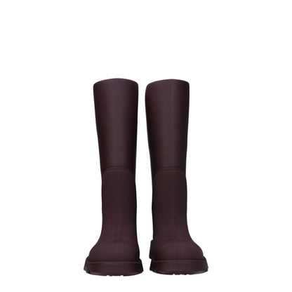 Burberry Red Rubber Casual Boots with Mid Heels