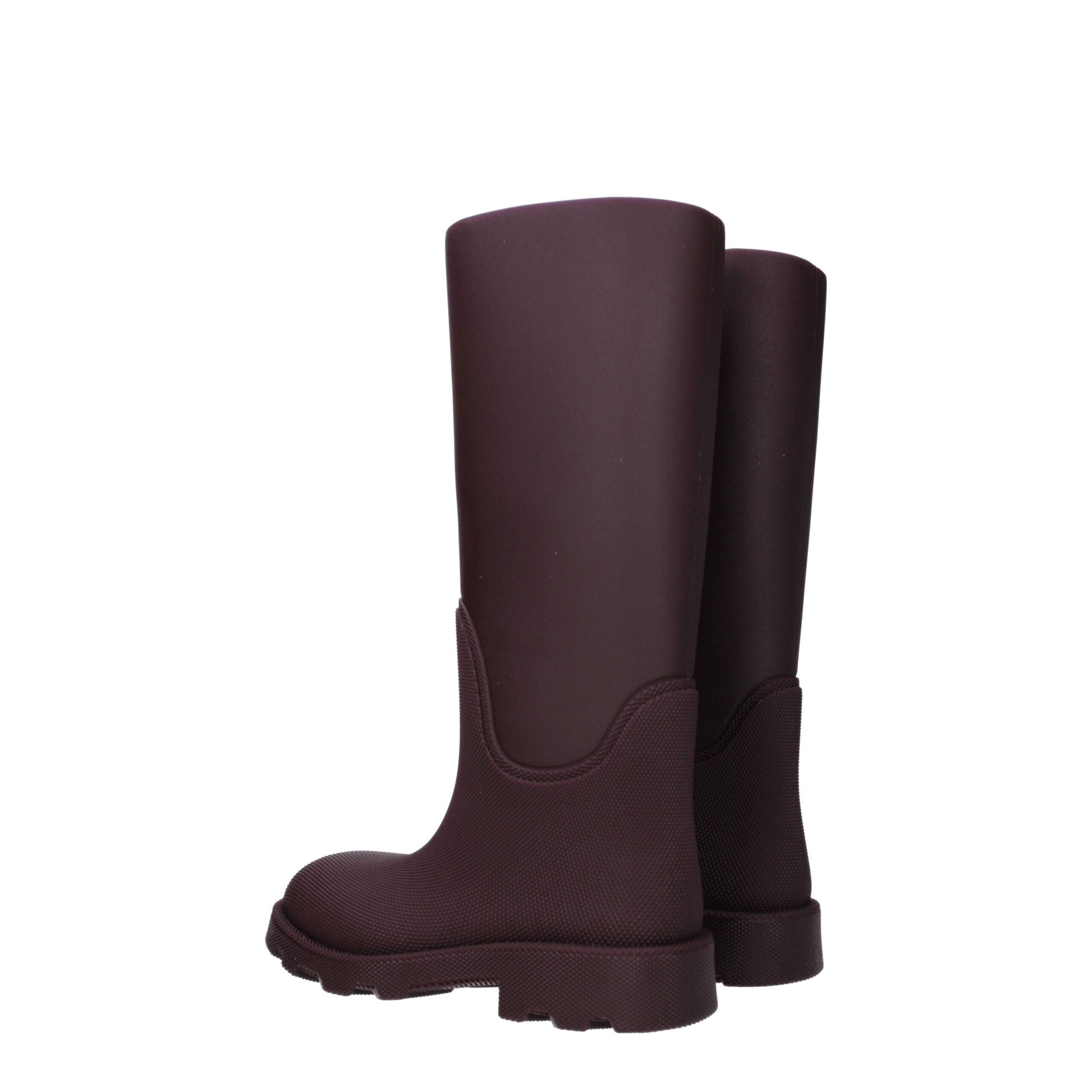 Burberry Red Rubber Casual Boots with Mid Heels