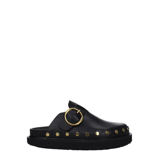 Isabel Marant Black Leather Slipper with Studs