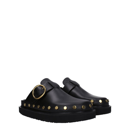 Isabel Marant Black Leather Slipper with Studs