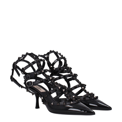 Valentino Garavani Black Leather Sandal with Studs