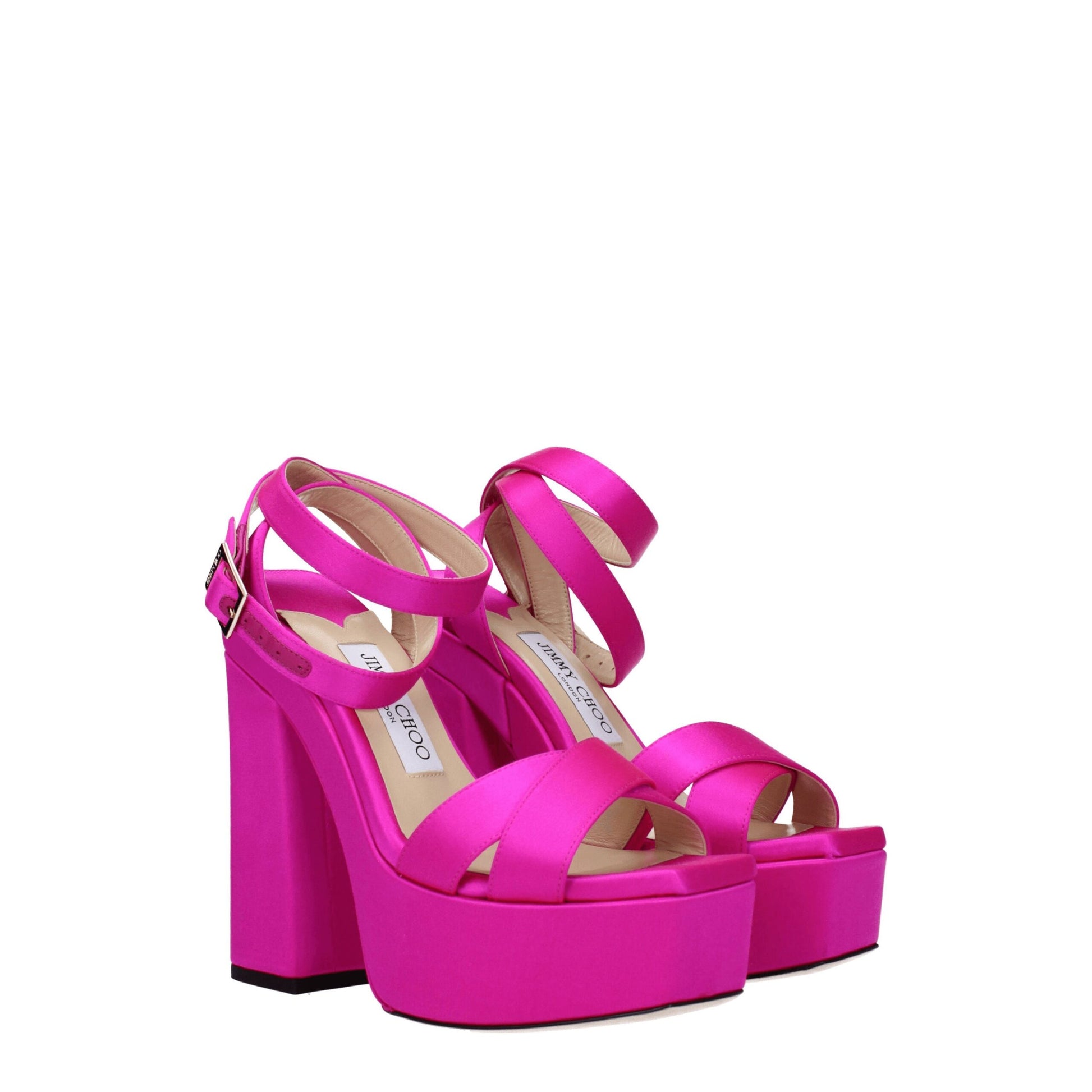 Jimmy Choo Pink Satin Sandal - GAIA140SATFUCHSIA
