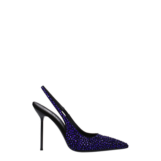 Paris Texas Black Leather Sandal with Rhinestones