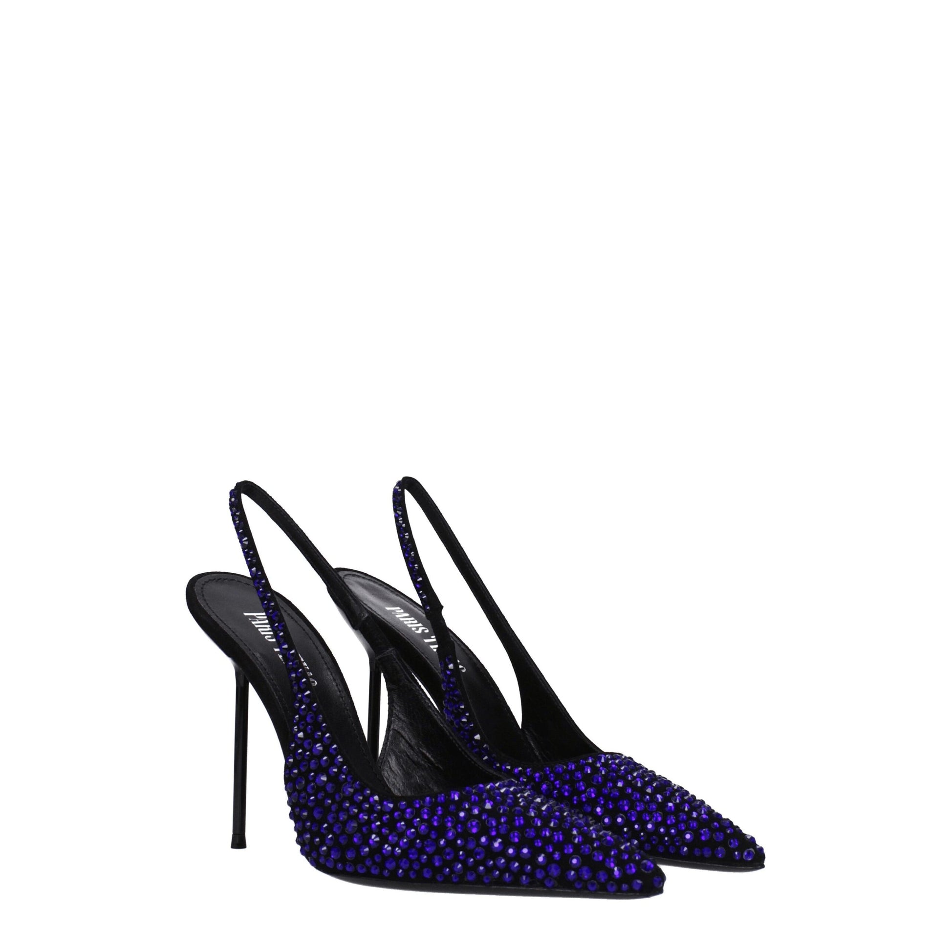 Paris Texas Black Leather Sandal with Rhinestones