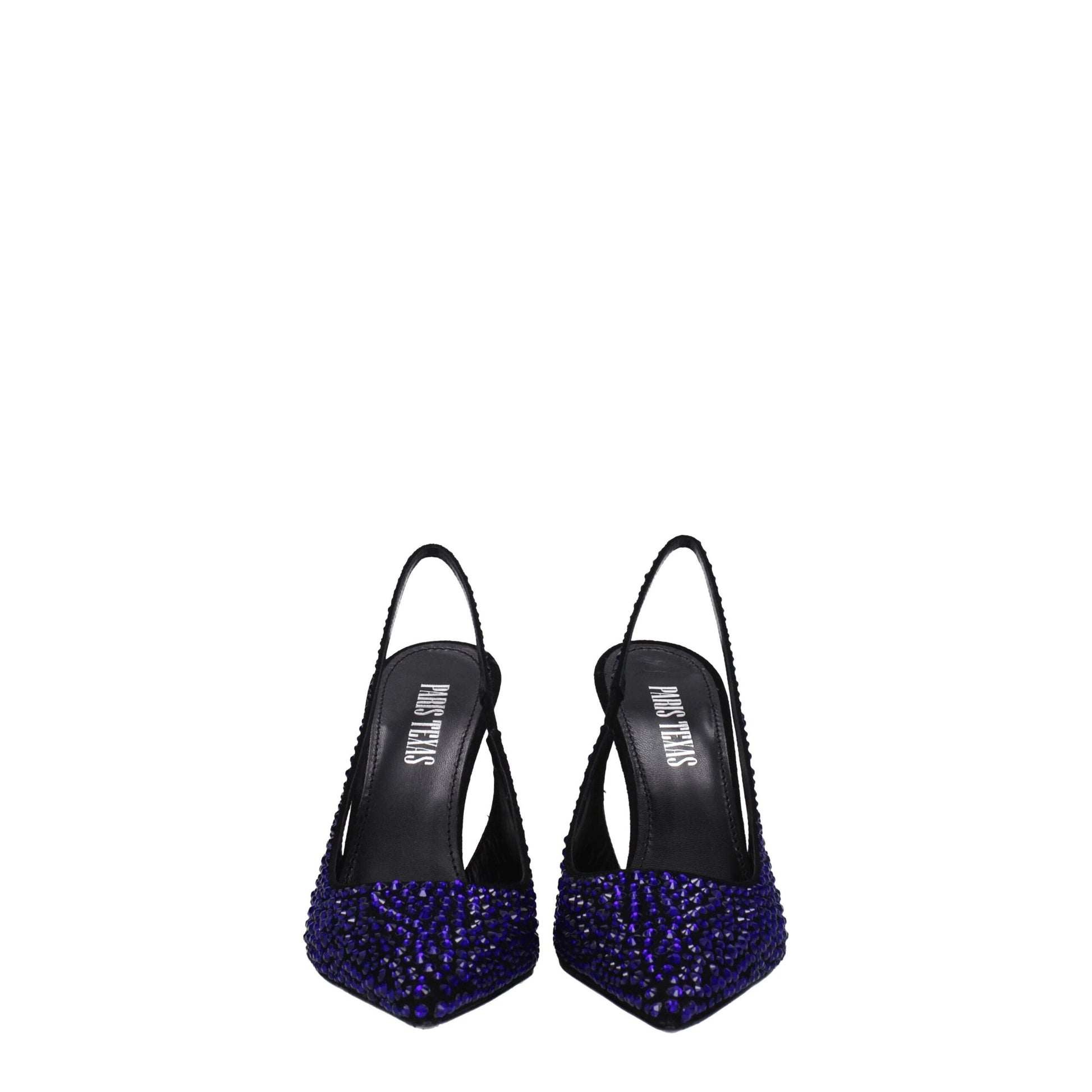 Paris Texas Black Leather Sandal with Rhinestones