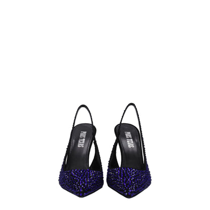 Paris Texas Black Leather Sandal with Rhinestones