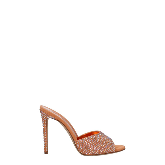 Paris Texas Orange Leather Sandal with Studs