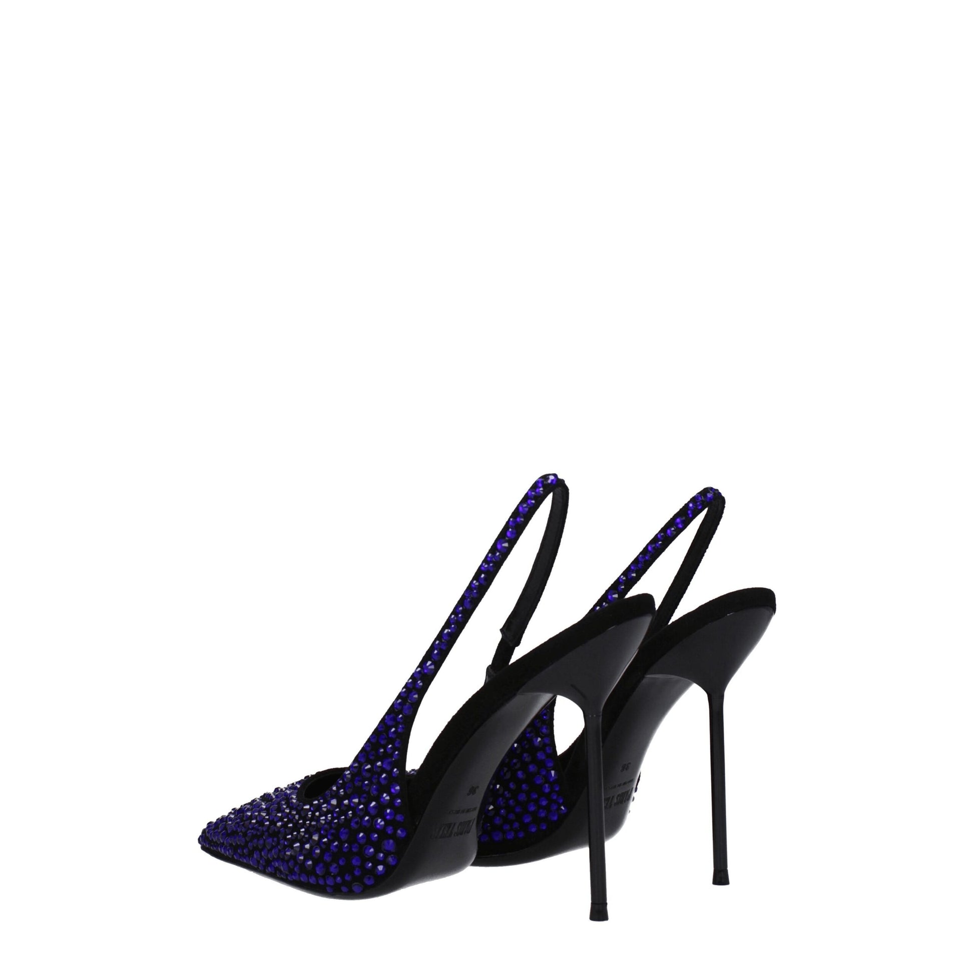 Paris Texas Black Leather Sandal with Rhinestones