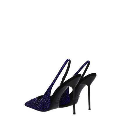 Paris Texas Black Leather Sandal with Rhinestones