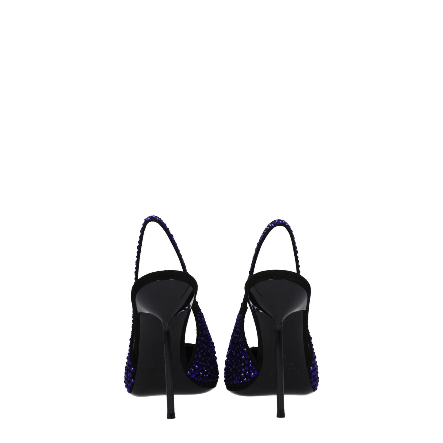 Paris Texas Black Leather Sandal with Rhinestones