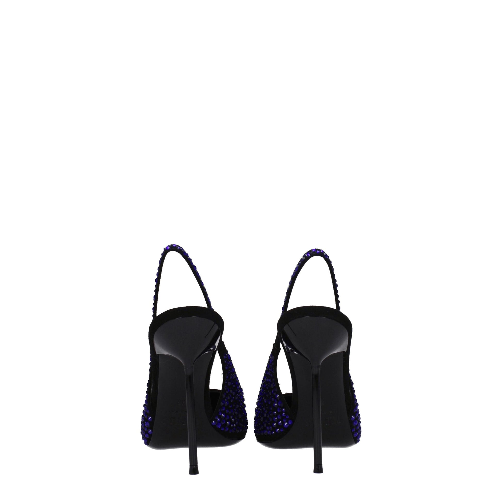 Paris Texas Black Leather Sandal with Rhinestones