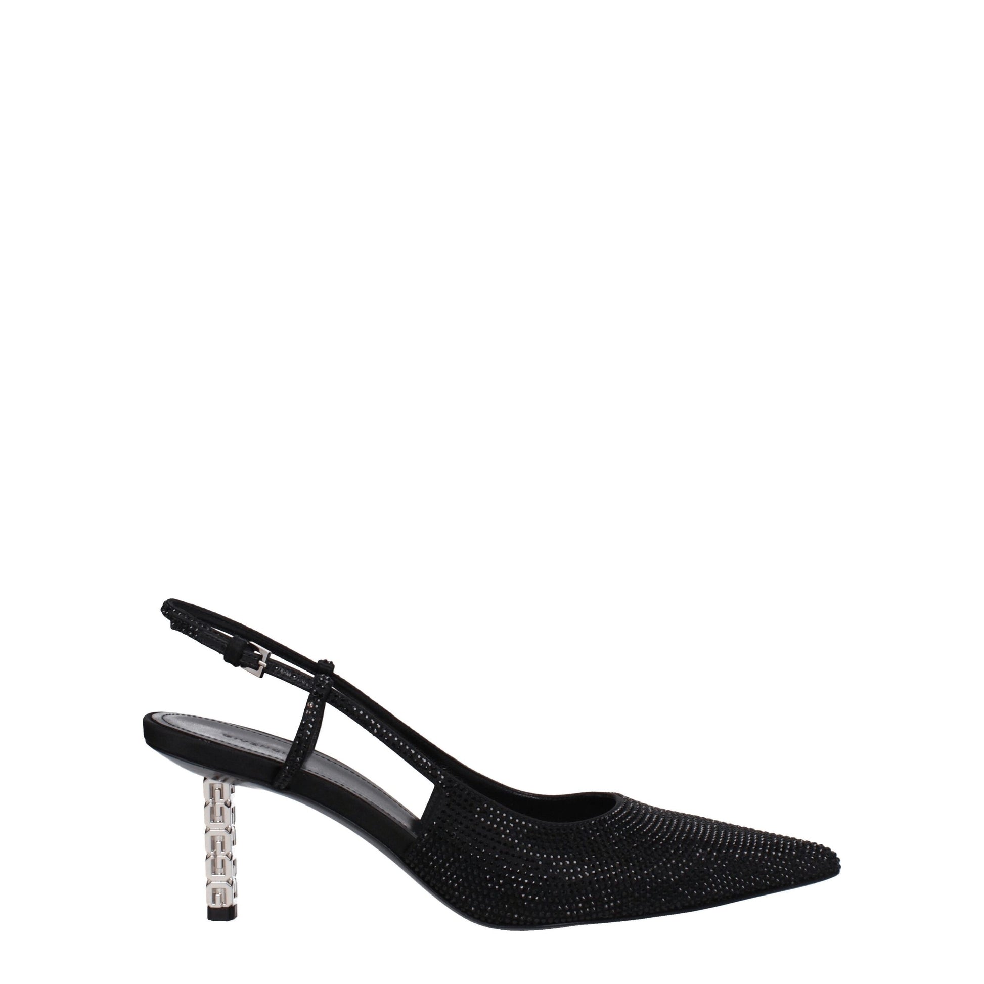 Givenchy Black Fabric Sandal with Rhinestone Accents