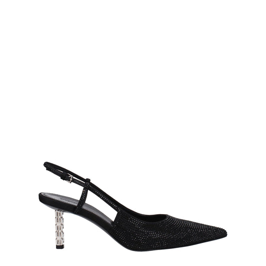 Givenchy Black Fabric Sandal with Rhinestone Accents
