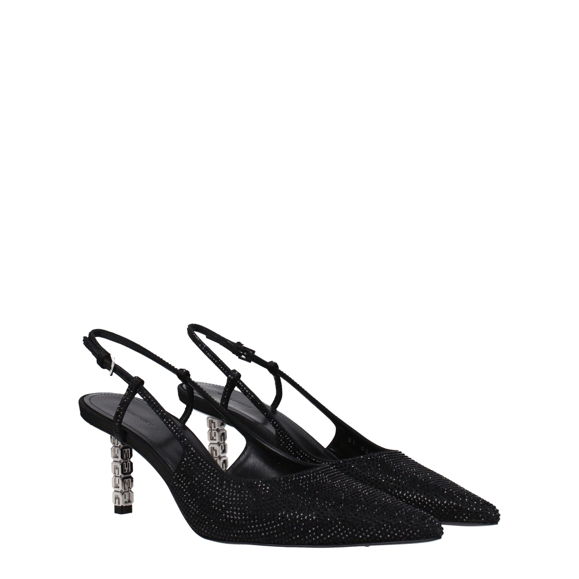 Givenchy Black Fabric Sandal with Rhinestone Accents