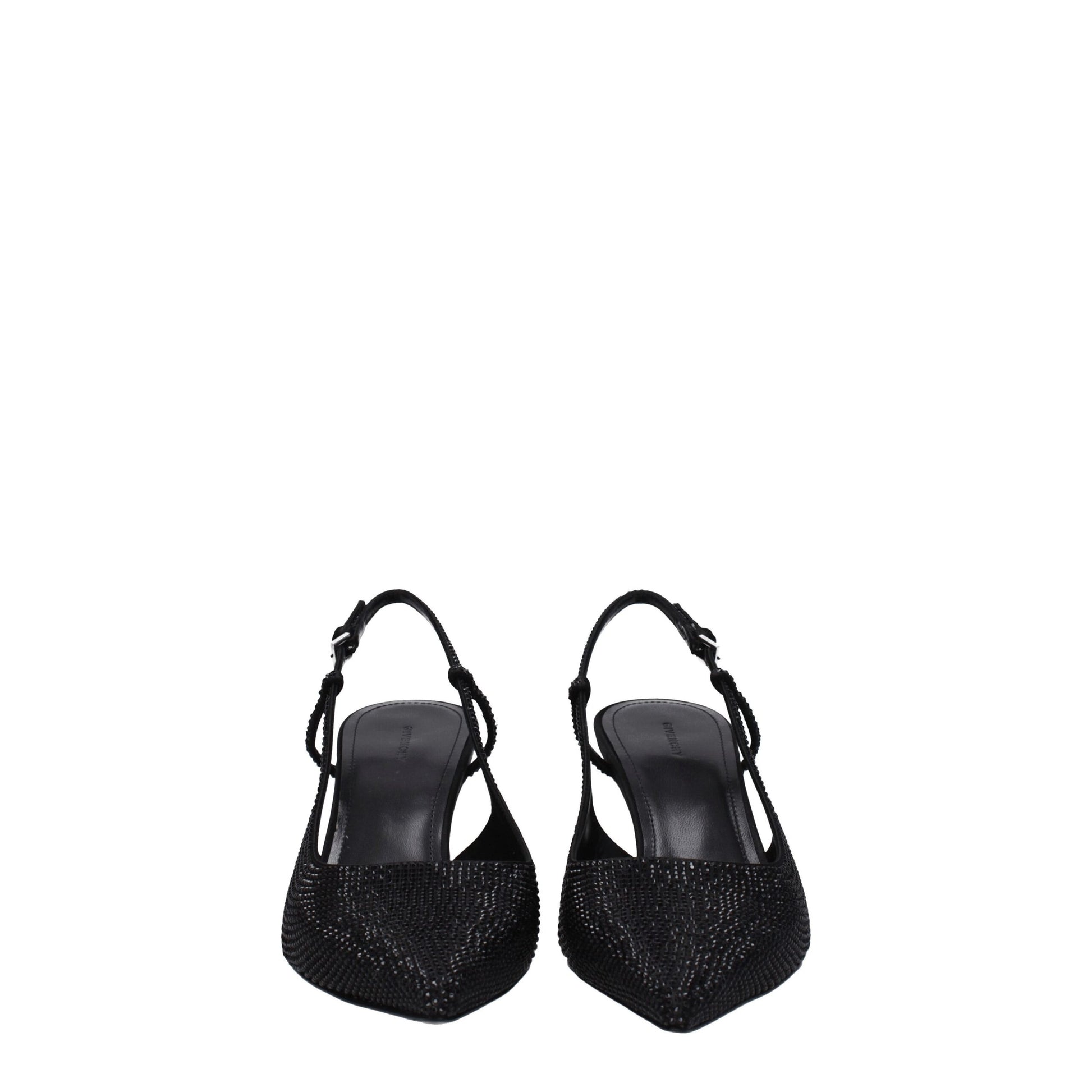 Givenchy Black Fabric Sandal with Rhinestone Accents