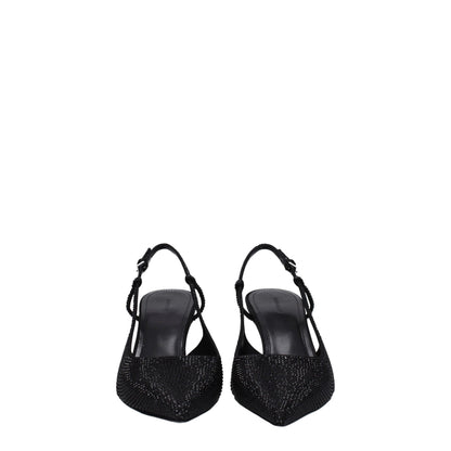 Givenchy Black Fabric Sandal with Rhinestone Accents