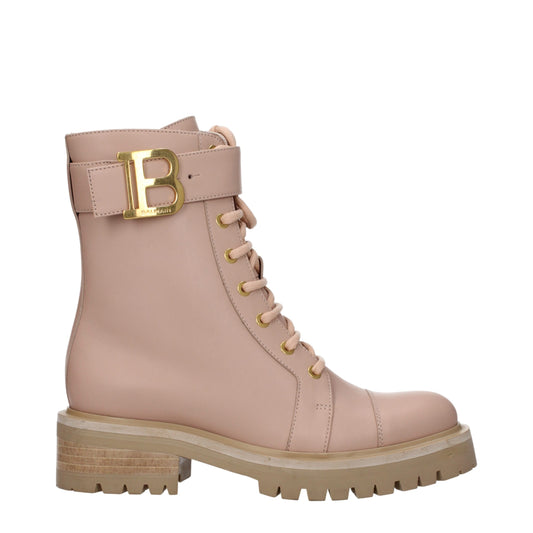 Balmain Beige Leather Ankle Boots – Sporty Glam Statement Piece