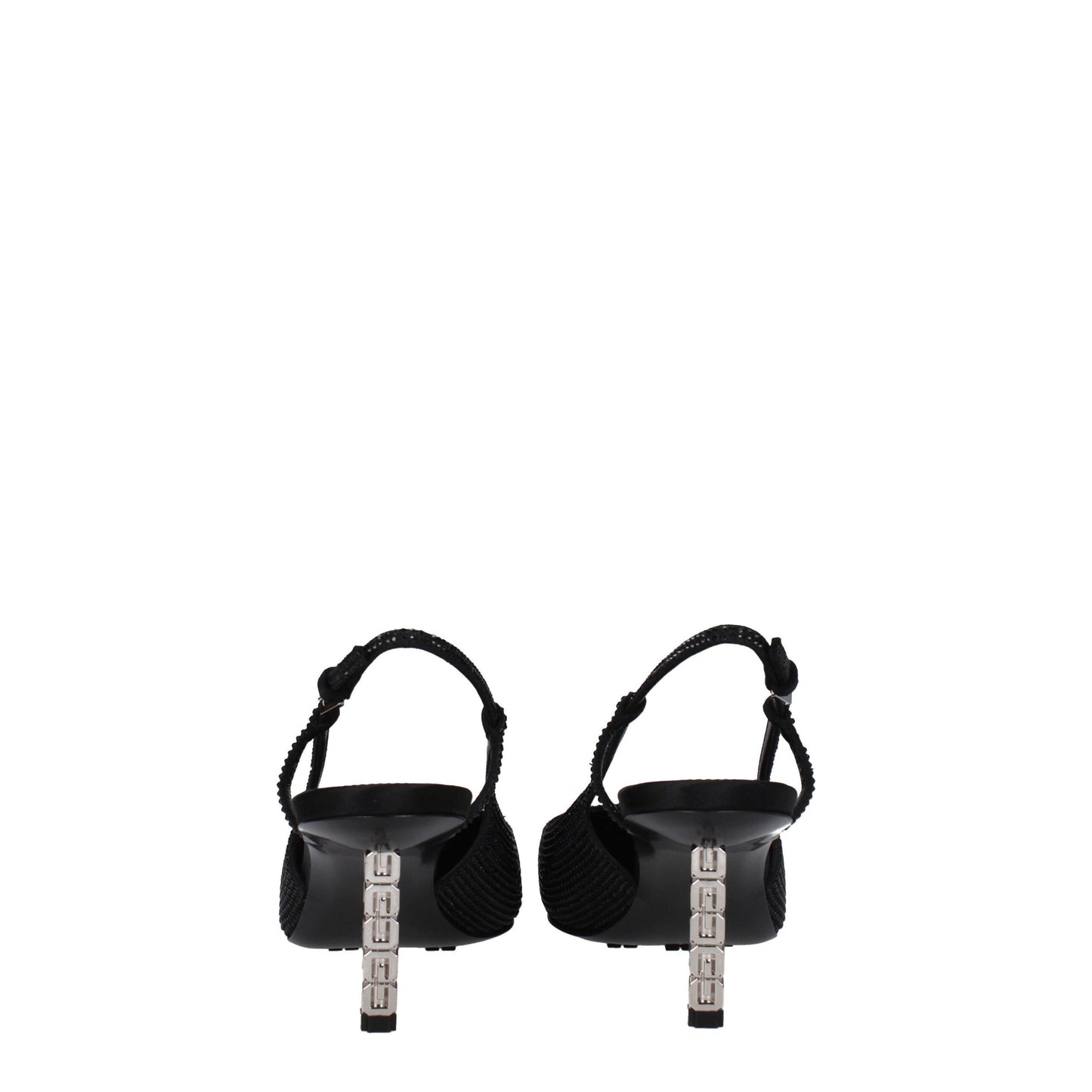 Givenchy Black Fabric Sandal with Rhinestone Accents