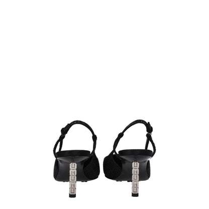 Givenchy Black Fabric Sandal with Rhinestone Accents
