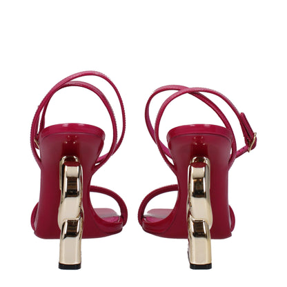 Dolce & Gabbana Fuschia Pink DG Heel Leather Keira Sandals