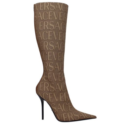 Versace Beige Fabric Boot - Bold Luxury for the Confident Individual