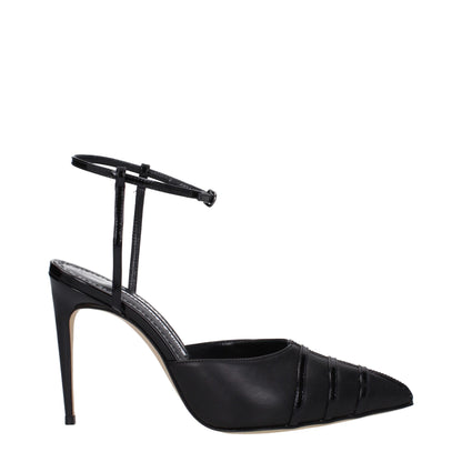 Manolo Blahnik Black Leather Sandal