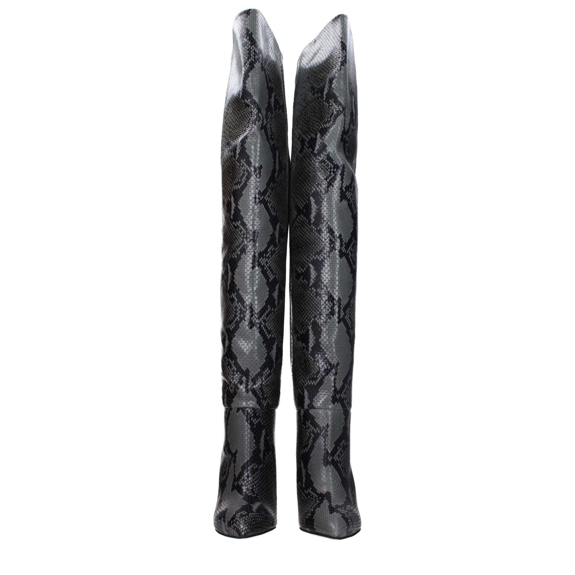 Paris Texas Gray Leather Over The Knee Boots