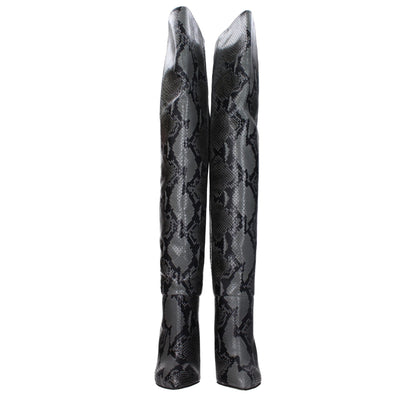 Paris Texas Gray Leather Over The Knee Boots