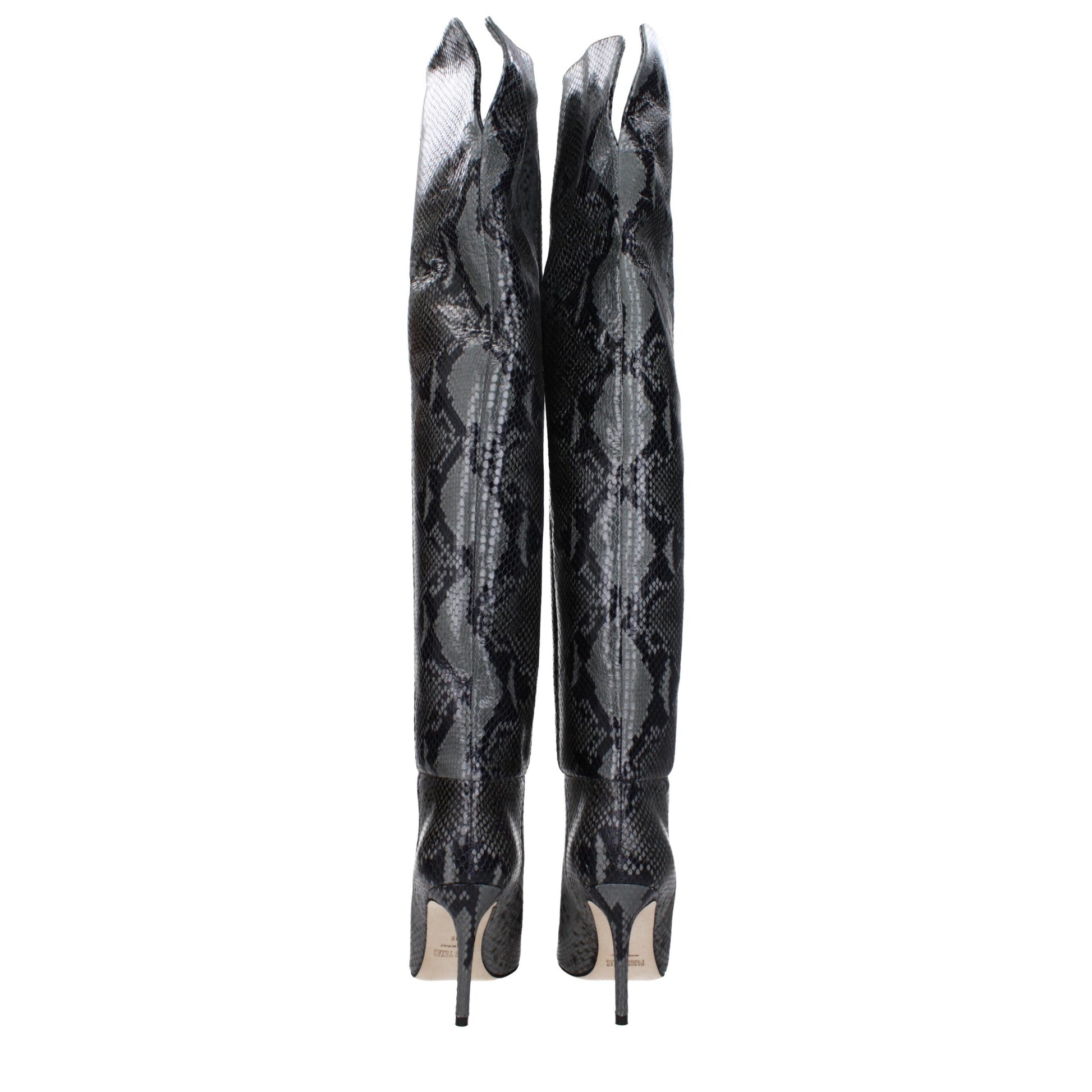 Paris Texas Gray Leather Over The Knee Boots