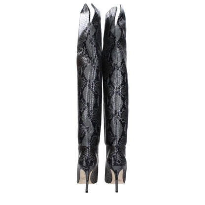 Paris Texas Gray Leather Over The Knee Boots