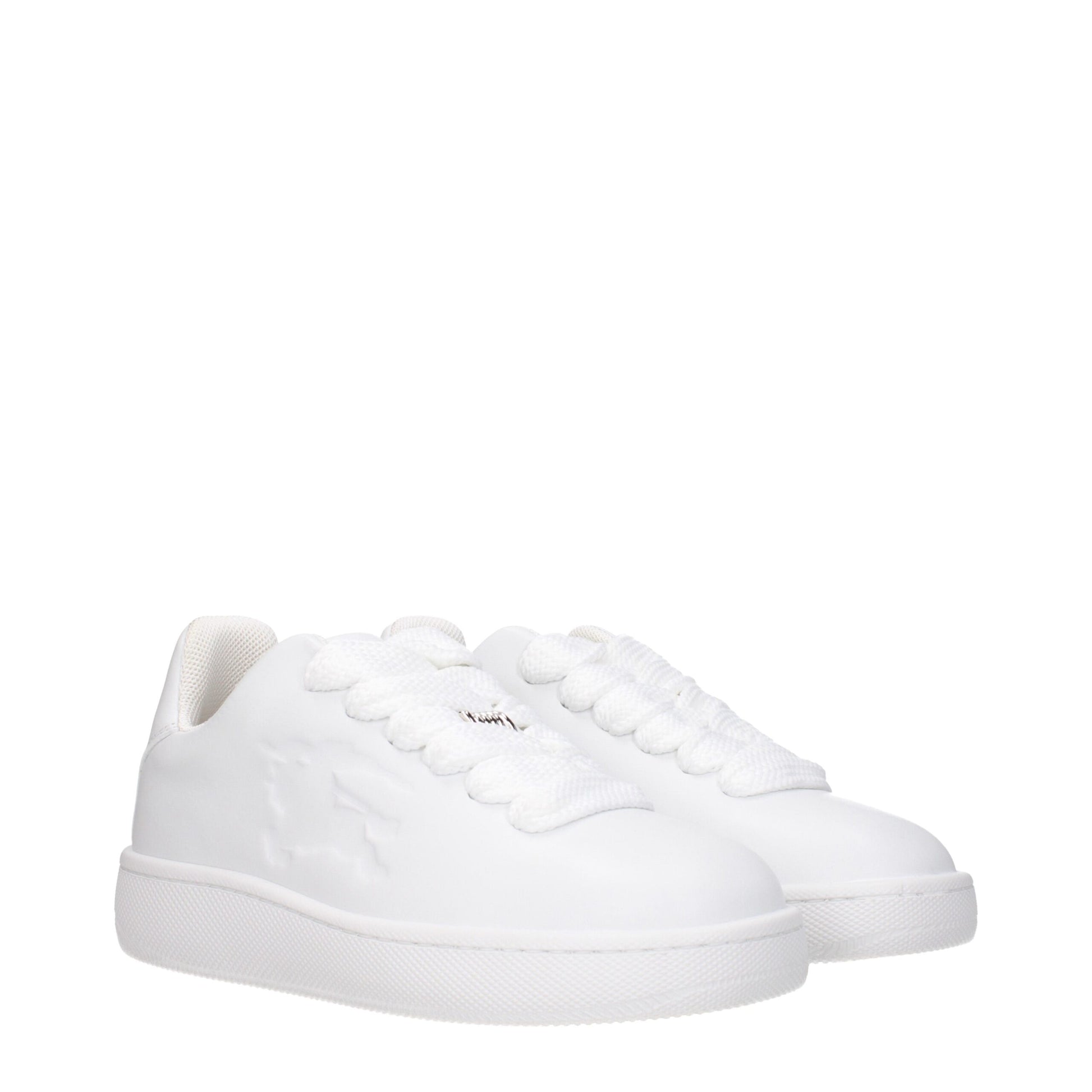 Burberry White Leather Sneakers - Sporty Glam Style