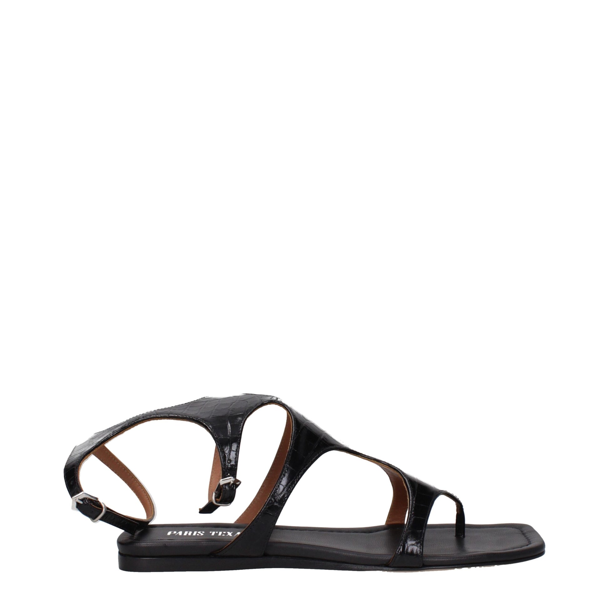 Paris Texas Black Leather Flip-Flop Sandal