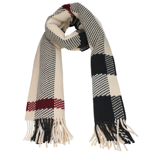 Burberry Beige Wool Scarf with Fringes