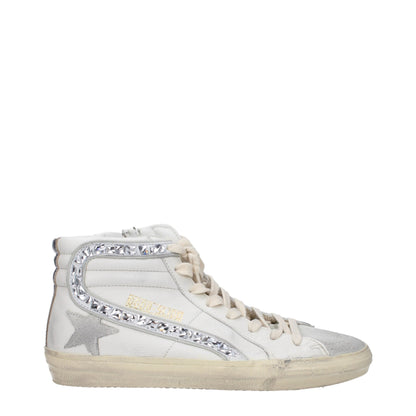 Golden Goose White Leather Sneakers - Vintage Style with Unique Aged Effect