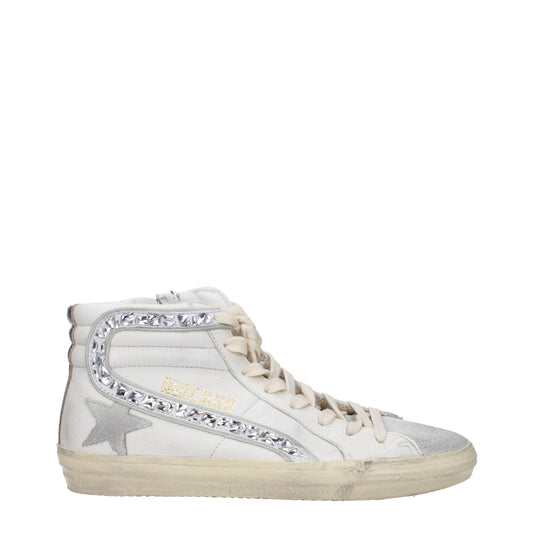 Golden Goose White Leather Sneakers - Vintage Style with Unique Aged Effect