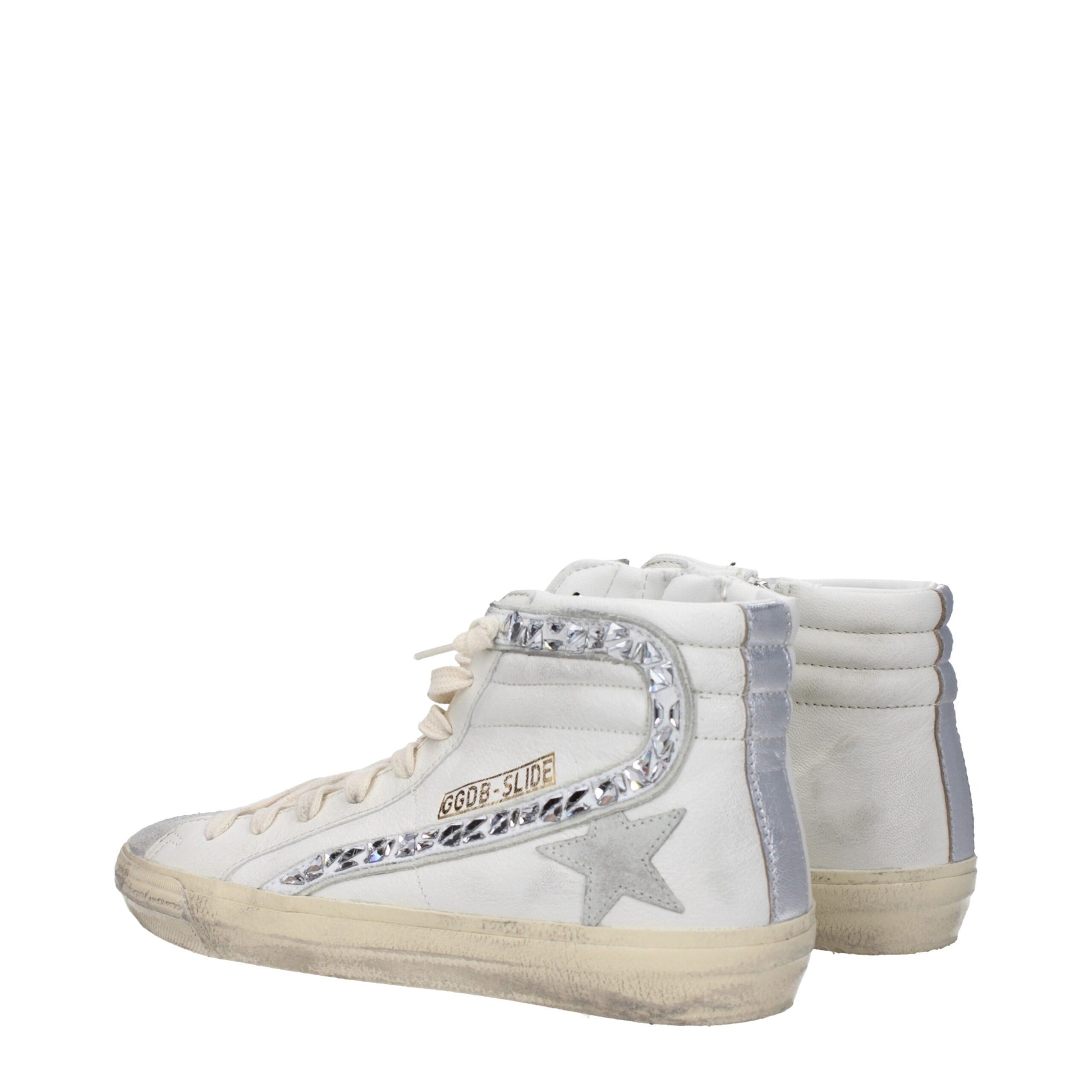 Golden Goose White Leather Sneakers - Vintage Style with Unique Aged Effect