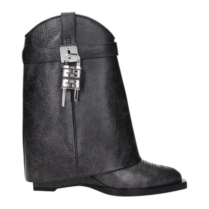 Givenchy Black Leather Padlock Cowboy Boots