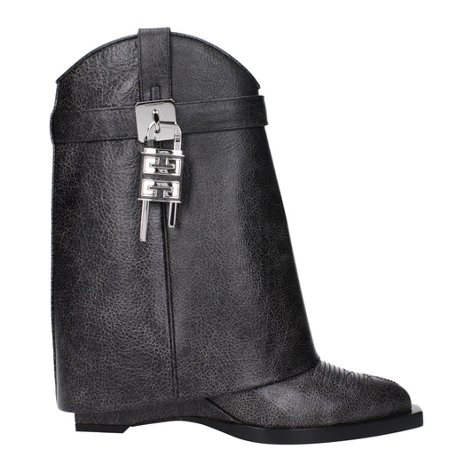 Givenchy Black Leather Padlock Cowboy Boots