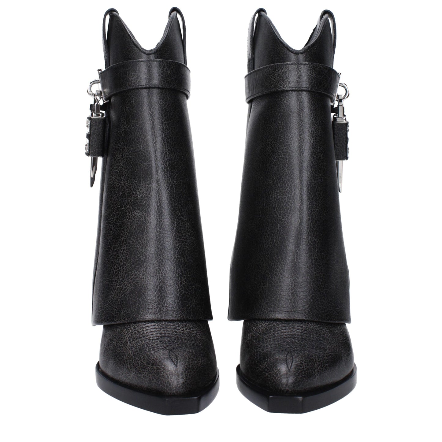 Givenchy Black Leather Padlock Cowboy Boots