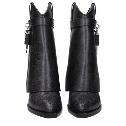 Givenchy Black Leather Padlock Cowboy Boots